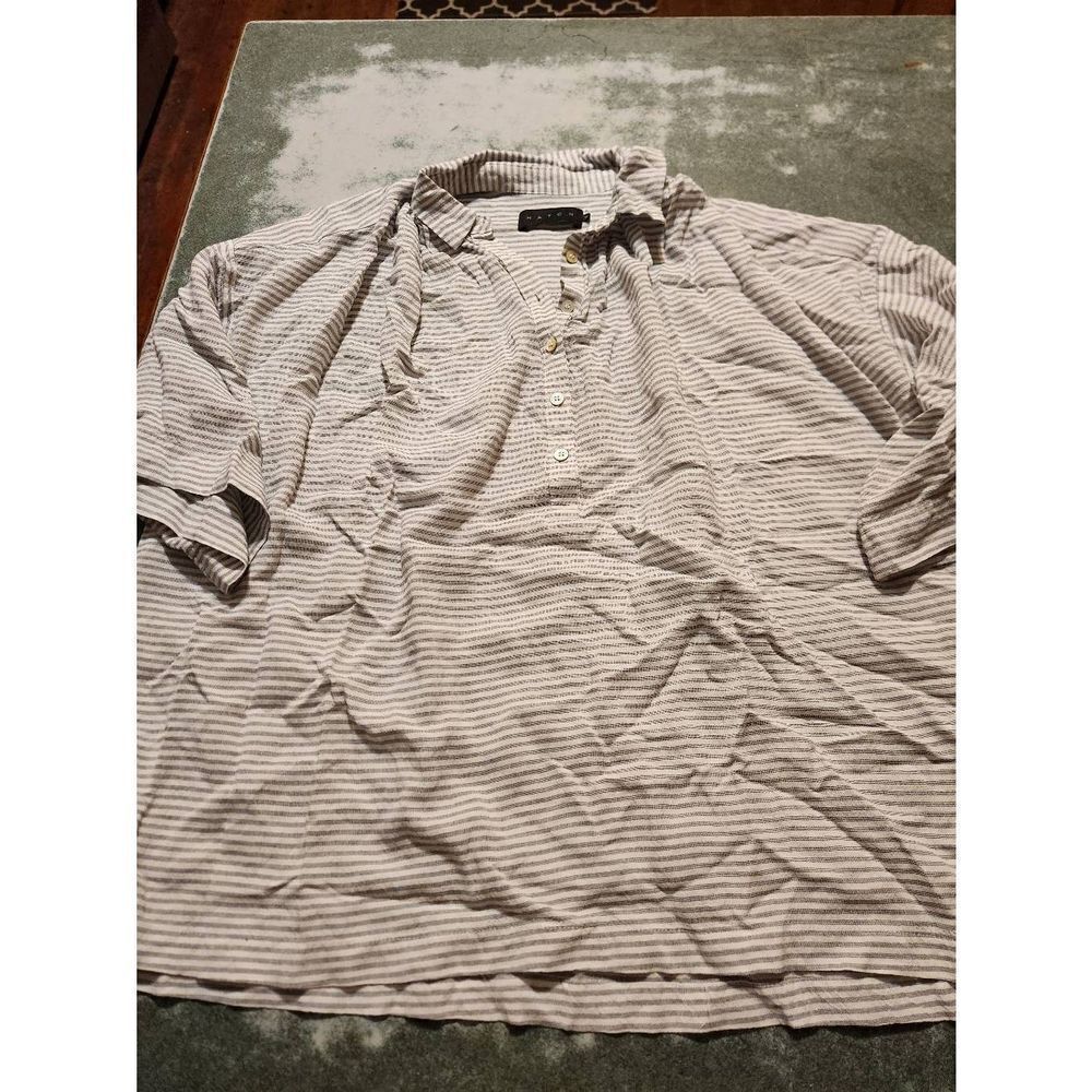 Hatch striped 5 button viscose/linen blend top sz  0 (XS)